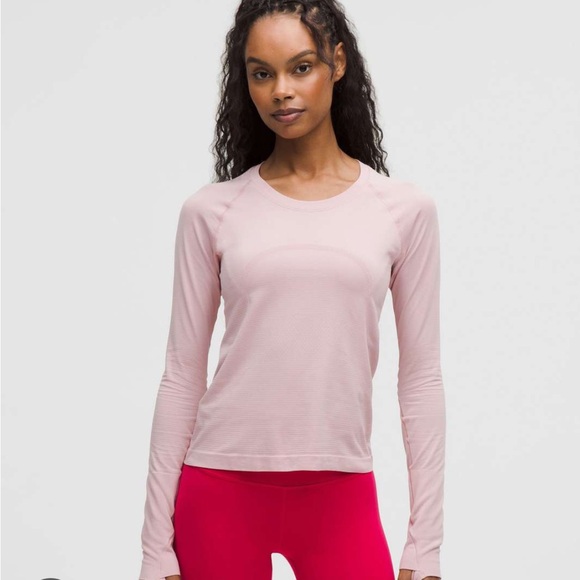 lululemon athletica Tops - lululemon Swiftly Tech Long-Sleeve Shirt 2.0 waist length Pink Haze Size 4
